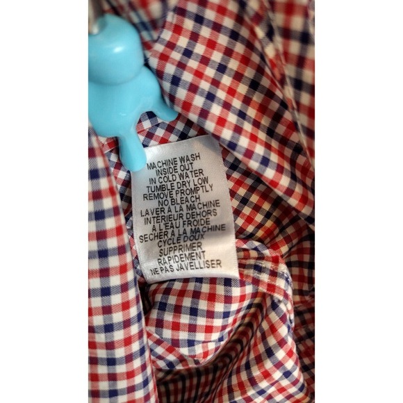 Frank & Eileen Shirt Womens XS Red White Blue Linen Barry Checkered Button Front - Picture 4 of 5